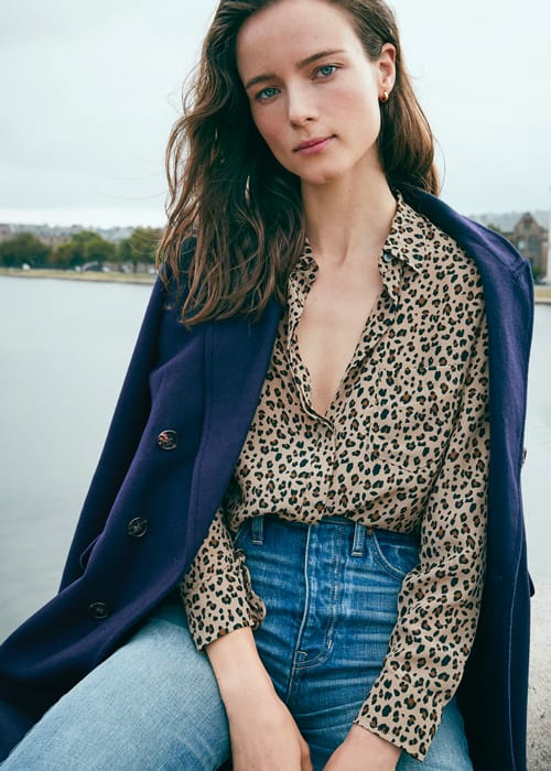 J crew clearance double leopard topcoat