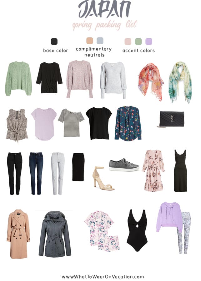 Japan sring packing list and capsule wardrobe 