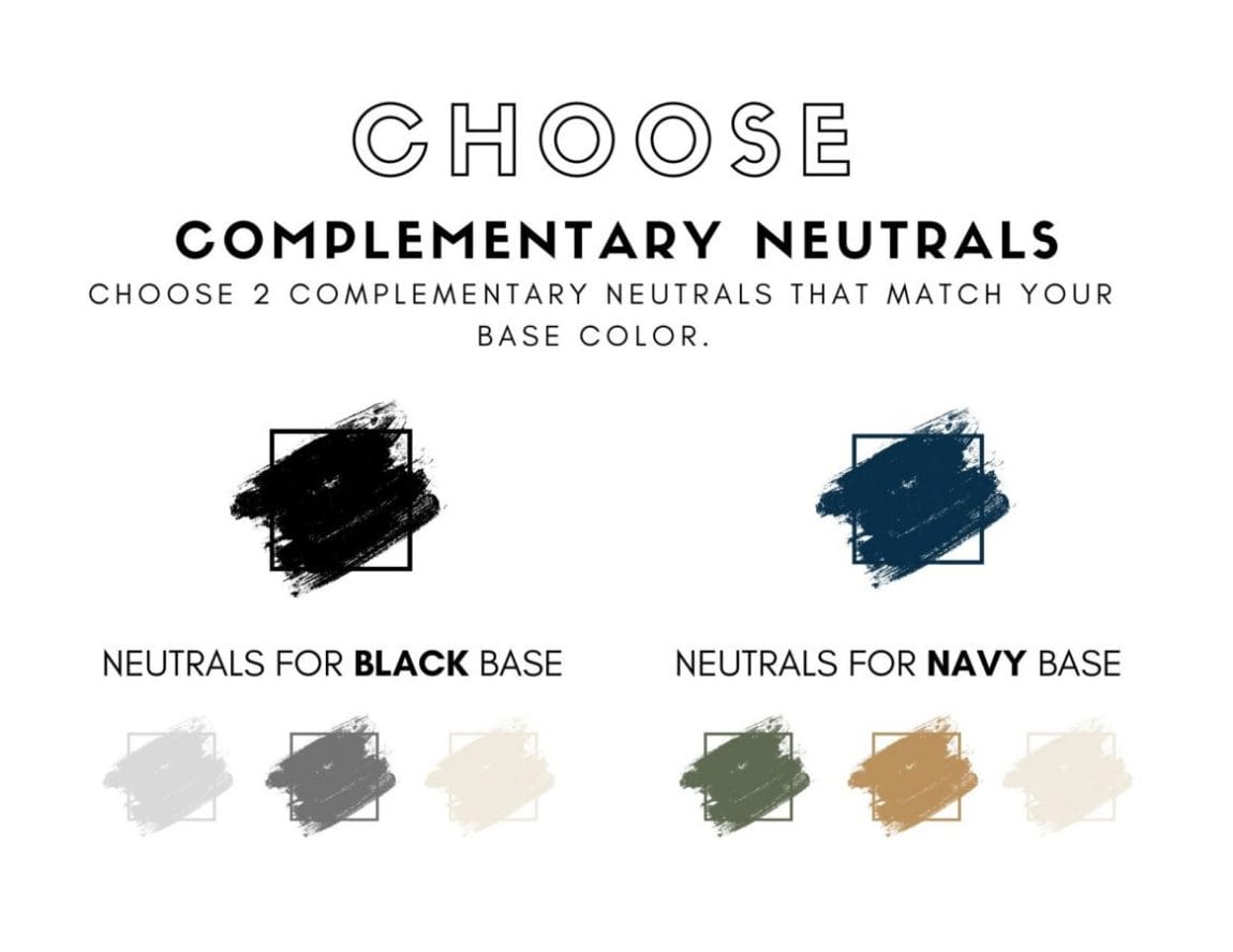 complementary neutrals for black and navy outfits 