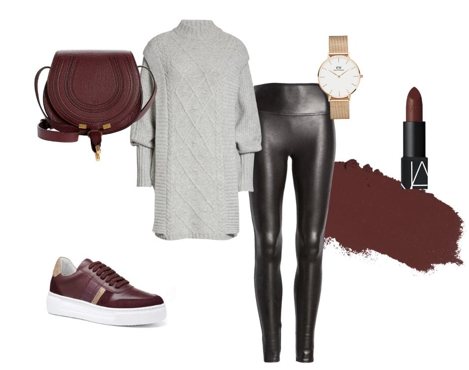 outfits with burgundy sneakers