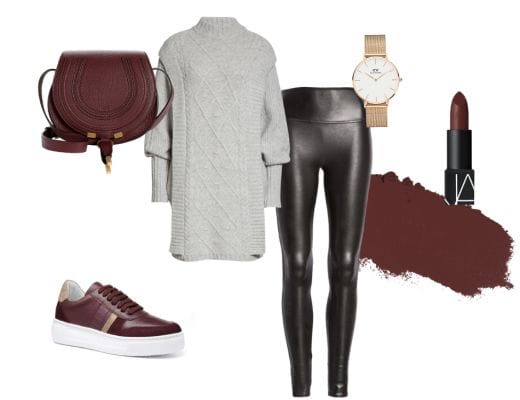 How to style burgundy sneakers, statement sneakers