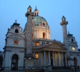 Karlskirche church at night