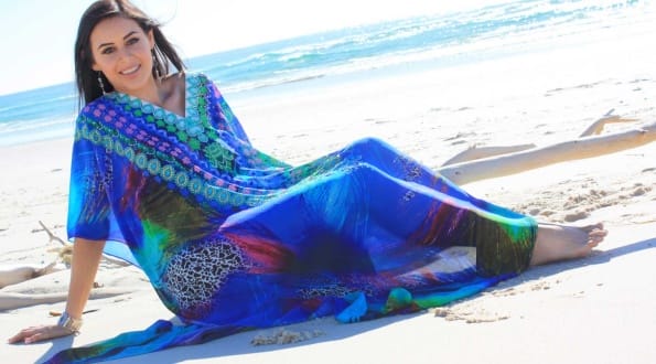 Wearing a kaftan on the beach